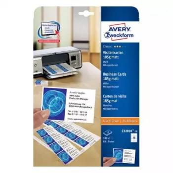 Vizītkartes Avery C32010-10, 100 gab., 85×54 mm, 185 g/m²