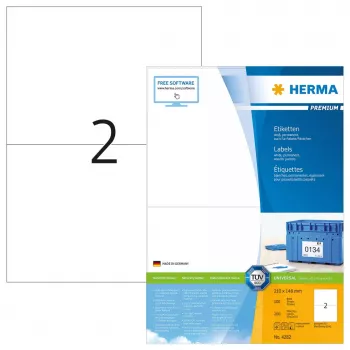 HERMA Premium A4 pašlīmējošās etiķetes 210x148 mm, 200 gab.