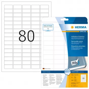 Pašlīmējošā printera etiķete HERMA Noņemamās etiķetes A4 35,6x16,9 mm