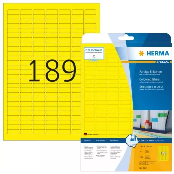Pašlīmējošas printera etiķetes HERMA Krāsainās etiķetes A4 25,4x10 mm dzeltenas