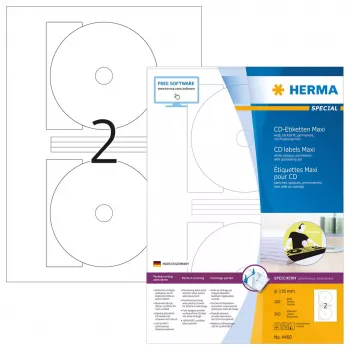 Pašlīmējošās printera uzlīmes HERMA CD Maxi A4 Ø 116 mm