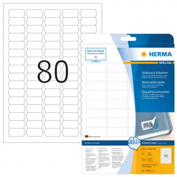 Cenu zīmes HERMA A4 35.6x16.9 mm baltas noņemamas papīra matētas 2000 gab.