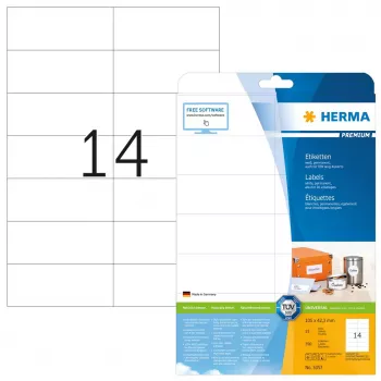 Pašlīmējošās printera uzlīmes HERMA Premium A4 105x42,3 mm 350 gab.