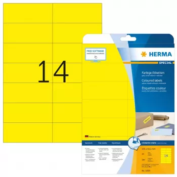 Pašlīmējošās etiķetes HERMA 5058 dzeltenas 105x42,3 mm 280 gab.