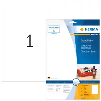 HERMA Inkjet spīdīgās uzlīmes A4 210x297 mm balts papīrs spīdīgs 10 gab.