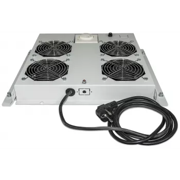 Intellinet 4 ventilatoru ventilācijas bloks 19 inch statīviem, jumta montāža, ar termostatu, pelēks