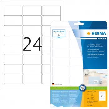 Adrešu uzlīmes Premium HERMA A4 63.5x33.9 mm 600 gab.