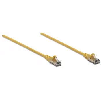 Intellinet tīkla vads, Cat6, 10m, Dzeltens, CCA, U/UTP, PVC, RJ45, apzeltīti kontakti, Snagless, Booted, Mūža garantija