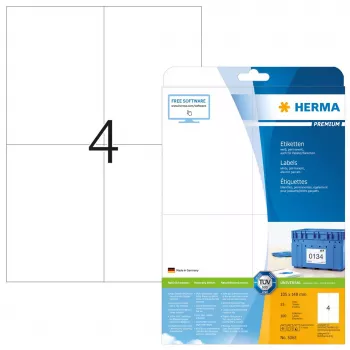 Pašlīmējošās printera uzlīmes HERMA Labels Premium A4 105x148 mm