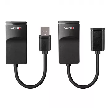 Lindy 60m USB 1.1 Cat.6 pagarinātājs Basic, tīkla raidītājs un uztvērējs, 60 m, 12 Mbit/s, Cat5e, Cat6, melns, plastmasa