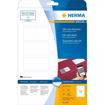 Pašlīmējošas printera uzlīmes HERMA QR koda uzlīmes 9643