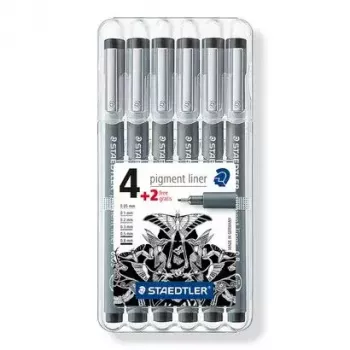 Finelaineris Staedtler 308 SB6P Melns 6 gab.