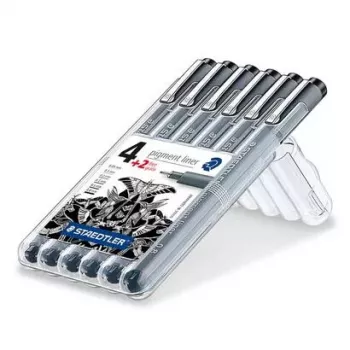 Finelaineris Staedtler 308 SB6P Melns 6 gab.