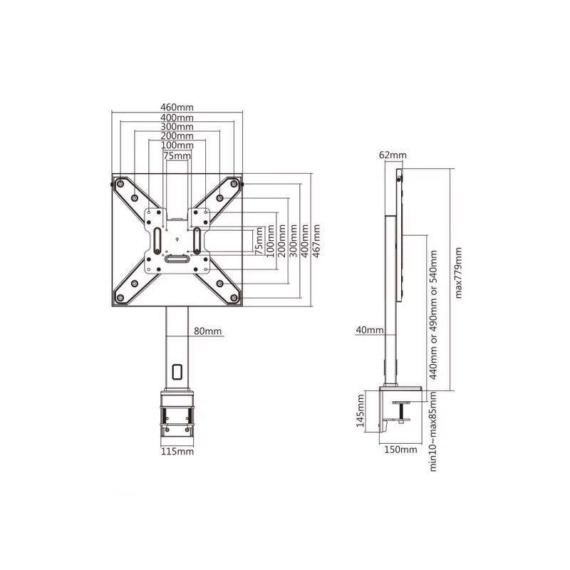 Multibrackets M Deskmount XL Black – galda stiprinājums lieliem ekrāniem