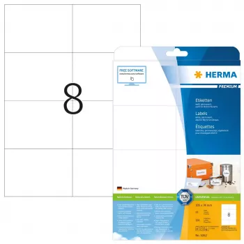 Pašlīmējošās printera uzlīmes HERMA Labels Premium A4 105x74 mm