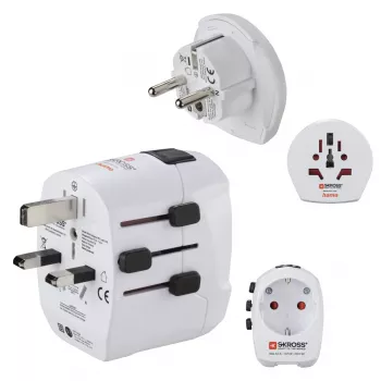Hama World Travel Pro Light USB universāls kontaktligzdas adapteris balts