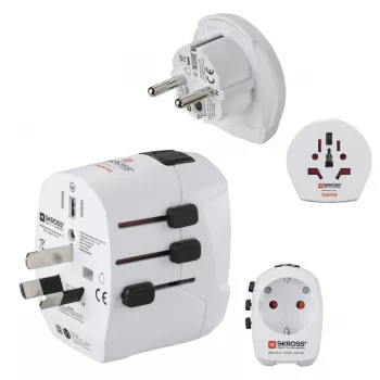 Hama World Travel Pro Light USB universāls kontaktligzdas adapteris balts