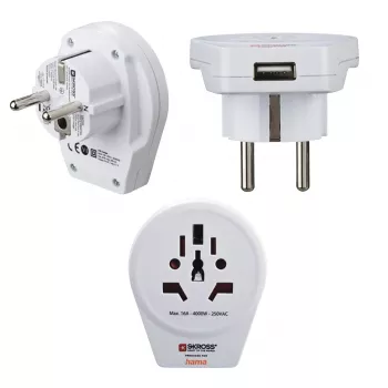 Hama World to Europe USB barošanas adapteris Universāls Balts