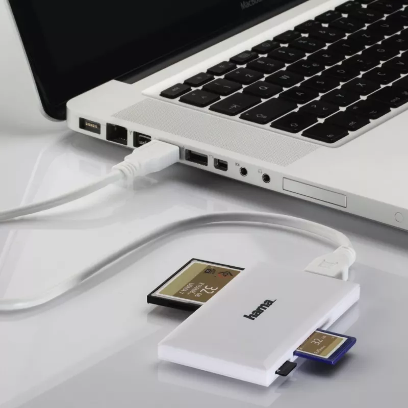 Hama USB 3.0 Multi-Caršu Lasītājs, SD/microSD/CF/MS, balts