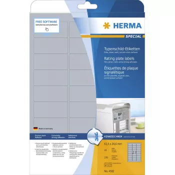 Pašlīmējošā etiķete HERMA 4592 Noapaļots taisnstūris Sudrabs