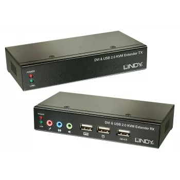 Lindy 39377 Cat.5 KVM Extender Classic, DVI, USB, līdz 50 m