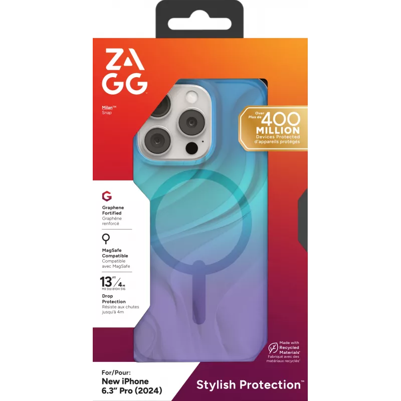 ZAGG Milan Snap Vāciņš Apple iPhone 16 Pro Deep Aurora, Zils, Violeta