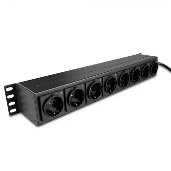 Lindy 73025 strāvas sadales bloks (PDU) 8 kontaktligzdas 1,5U Melns