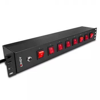 Lindy 73025 strāvas sadales bloks (PDU) 8 kontaktligzdas 1,5U Melns