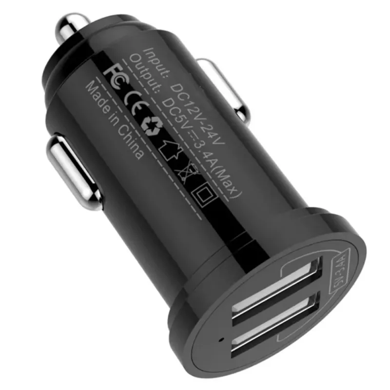 Techly Mini Auto Lādētājs 2 USB-A Porti 12W / 2.4A Melns