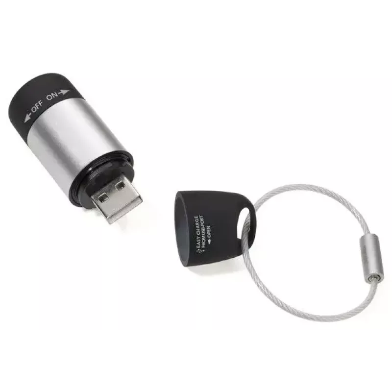 Atslēgu piekariņa lukturītis TROIKA ECO CHARGE Melns Pelēks LED USB
