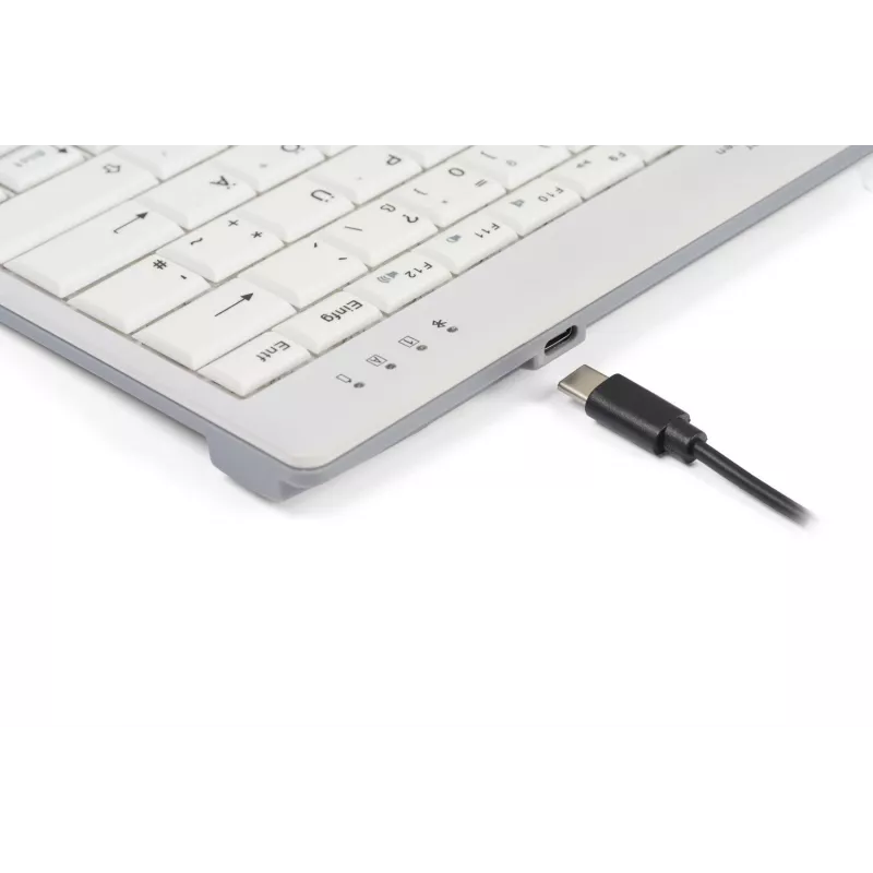BakkerElkhuizen UltraBoard 950 V2 Wireless UK Qwerty, Tenkeyless, Vadu un bezvadu, USB + Bluetooth, Šķērveida slēdzis, QWERTY, Tumši pelēks, Gaiši pelēks