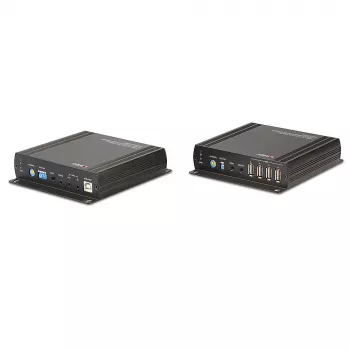 Lindy 140m Cat.6 DVI-D, USB, Audio un RS-232 KVM pagarinātājs, raidītājs un uztvērējs, vadu, 140 m, Cat6, 60 Hz, Melns