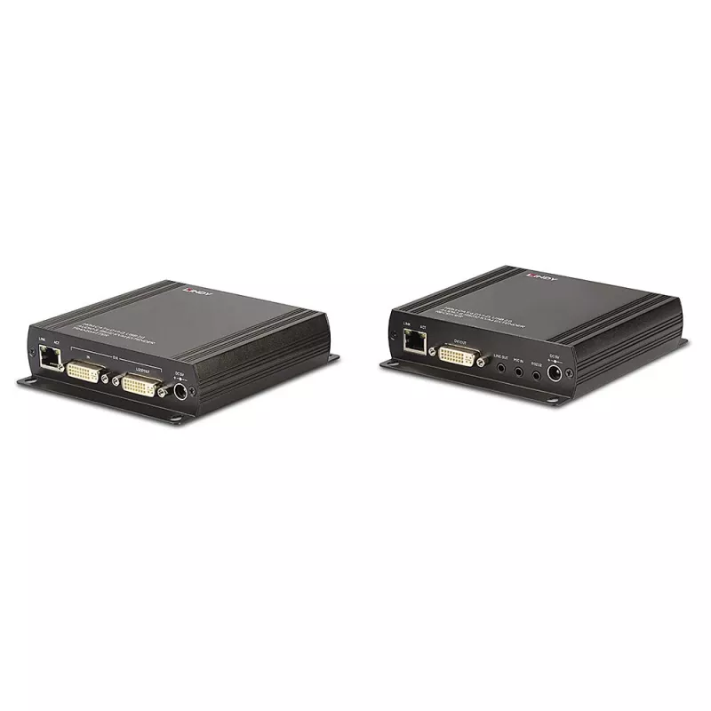 Lindy 140m Cat.6 DVI-D, USB, Audio un RS-232 KVM pagarinātājs, raidītājs un uztvērējs, vadu, 140 m, Cat6, 60 Hz, Melns