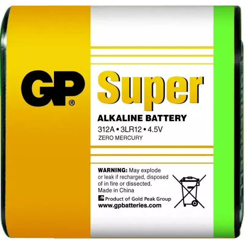 GP Super Alkaline 4.5V vienreizējās lietošanas baterija, sārmaina, prizmatiska