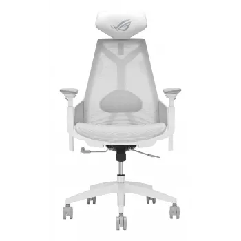 Spēļu krēsls Asus ROG Destrier Ergo Core White — sieta sēdeklis, 136 kg, 720 mm