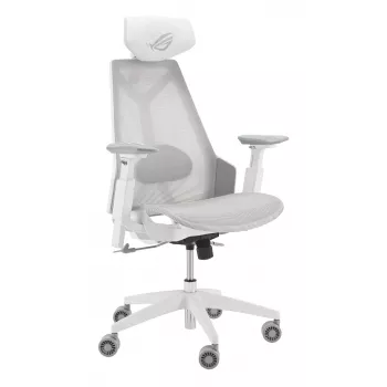 Spēļu krēsls Asus ROG Destrier Ergo Core White — sieta sēdeklis, 136 kg, 720 mm