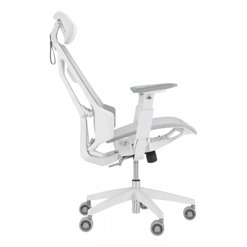Spēļu krēsls Asus ROG Destrier Ergo Core White — sieta sēdeklis, 136 kg, 720 mm