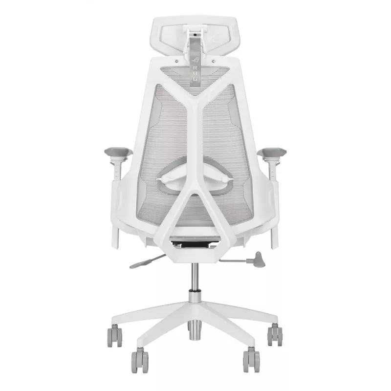 Spēļu krēsls Asus ROG Destrier Ergo Core White — sieta sēdeklis, 136 kg, 720 mm