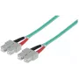 Intellinet Fiber Optic Patch Cable, OM3, SC/SC, 2m, Aqua, Duplex, Multimode, 50/125 µm, LSZH