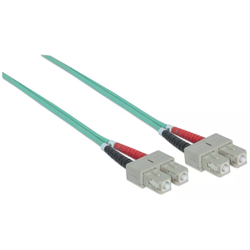 Intellinet Fiber Optic Patch Cable, OM3, SC/SC, 2m, Aqua, Duplex, Multimode, 50/125 µm, LSZH