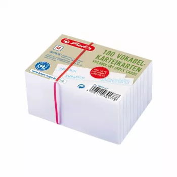 Indeksu kartītes Herlitz 50041152, līnijotas, 200 g/m², 100 gab., baltas