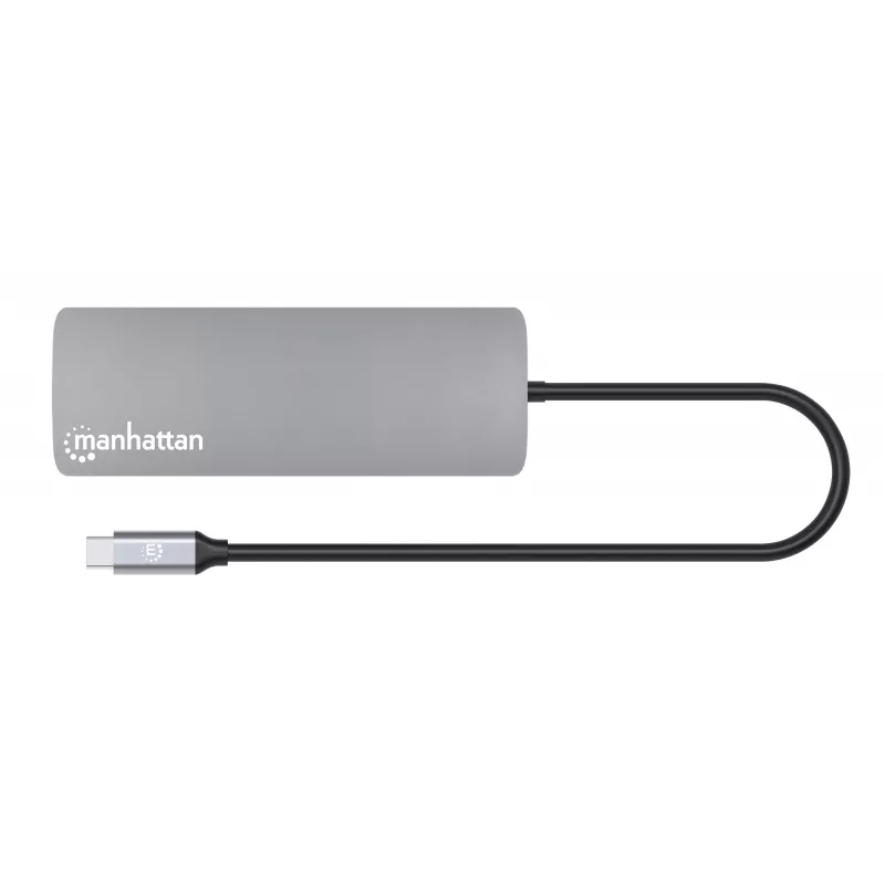 Manhattan USB-C Dokstacija ar Karšu Lasītāju, 7 Porti: Ethernet, HDMI, USB-A (x3) un USB-C (x2), ar 100 W Power Delivery
