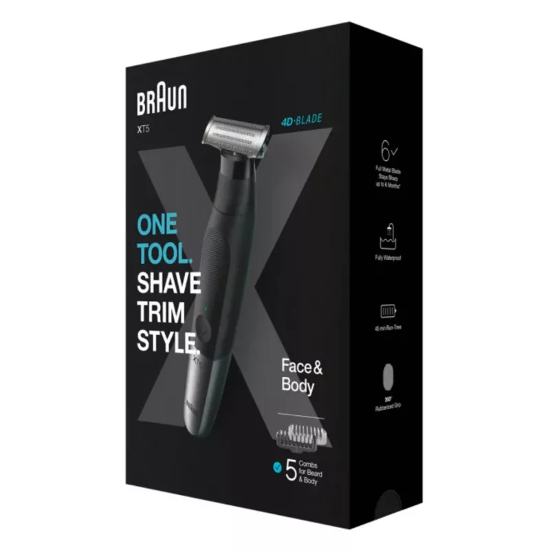 Braun XT5100 Matu griezējs un bārdas trimeris, melns, sudrabs