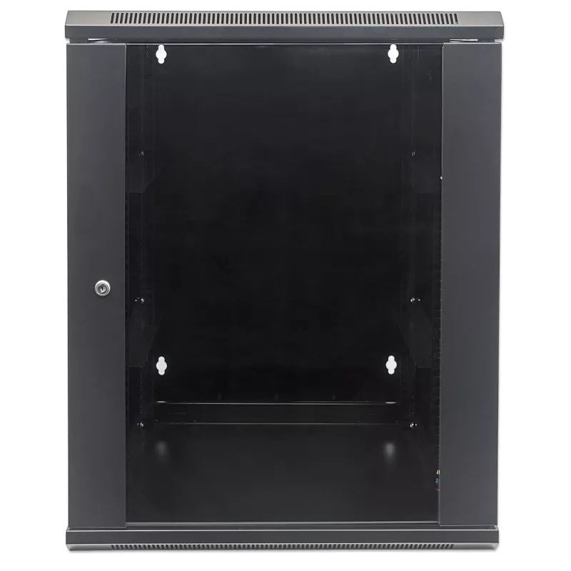 Intellinet 19 collu tīkla skapis - sienas montāža (divu sekciju šarnīra izvēršana), 15U, 550mm dziļš, melns, salikts, max 30kg, izvēršas, lai piekļūtu aizmugurei