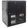 Intellinet 19 collu tīkla skapis - sienas montāžas (standarta), 15U, 450mm dziļš, melns, komplektā izjaukts, maks. 60kg, metāla un stikla durvis, aizmugurējais panelis, noņemamas sānu malas, piemērots arī lietošanai uz galda vai grīdas, izmantojamais dziļ