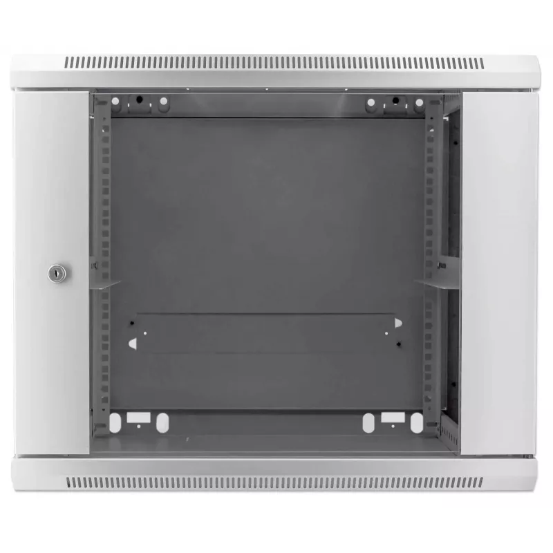 Intellinet 19 collu tīkla skapis - sienas stiprinājums (standarta), 9U, 600 mm dziļš, pelēks, salikts, max 60 kg, piemērots arī lietošanai uz galda vai grīdas, lietderīgais dziļums 500 mm, metāla un stikla durvis, aizmugures panelis, noņemami sāni, sienas