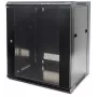 Intellinet 19 inch tīkla skapis - sienas stiprinājums (standarta), 9U, 600mm dziļš, melns, plakanpakete, maks. 60kg, piemērots arī lietošanai uz galda vai grīdas, lietderīgais dziļums 410mm, metāla un stikla durvis, aizmugures panelis, noņemamas sānu sienas, 