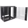 Intellinet 19 inch tīkla skapis - sienas stiprinājums (standarta), 9U, 600mm dziļš, melns, plakanpakete, maks. 60kg, piemērots arī lietošanai uz galda vai grīdas, lietderīgais dziļums 410mm, metāla un stikla durvis, aizmugures panelis, noņemamas sānu sienas, 