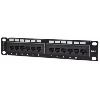 Intellinet Patch Panel, Cat6, 10 collas, UTP, 1U, 12 porti, Melns