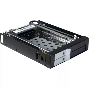 Inter-Tech ST-2523 Melns – korpuss 2x 2.5 inch diskiem 3.5 inch slotā, karstā maiņa, metāls/plastmasa, 9.7 mm